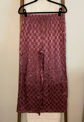 BCBGMAXAZRIA NWOT  plum checkered patterned drawstring waist pajamas pants