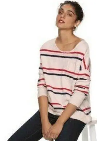 Popsugar  Triple Stripe Crewneck Long Sleeve Sweater Women's Size Small S