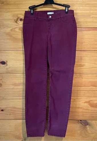 LC Lauren Conrad  Burgundy Maroon Mid Rise Pull On Stretchy Skinny Jeans 6