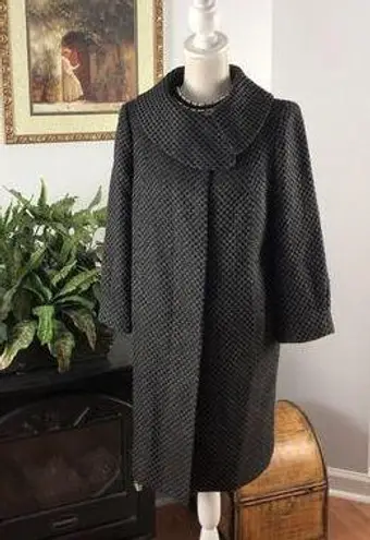 Anne Klein Ann Klein Black and Grey Size S tweed Coat