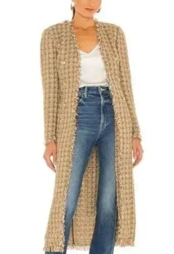 Elie Tahari Metallic Gold Tweed Long Coat Size Small NWT