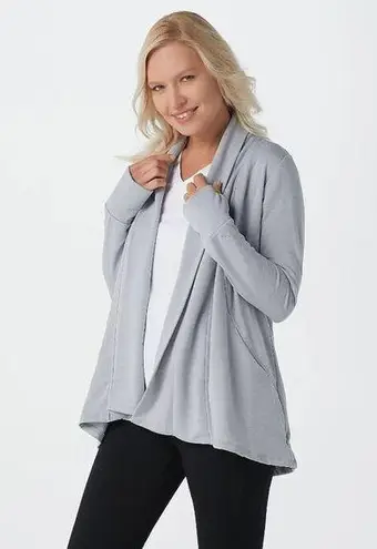 Cuddl Duds Comfortwear Gray Neutral Shawl Collar Cardigan
