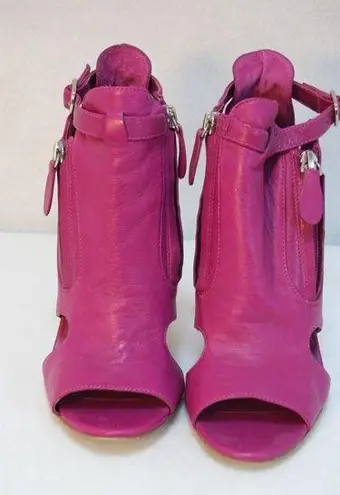 Steven By Steve Madden  Womens Pink Leather Ankle Boots Platform Size 8M Peep Toe