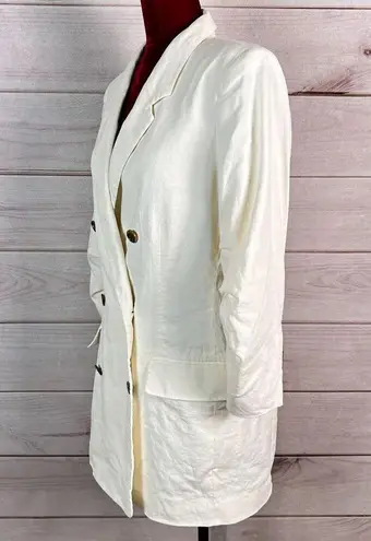 Frame  Womens Blazer Jacket Sz M Ivory Double Breasted Pea Coat Stretch Office