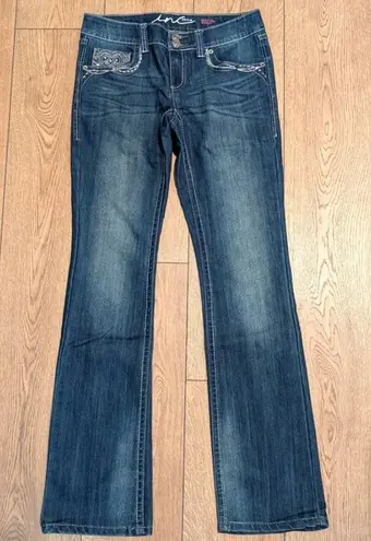 INC Jeans Womens 4 Boot Leg Bootcut Rhinestones Bling Pockets Regular Fit Blue
