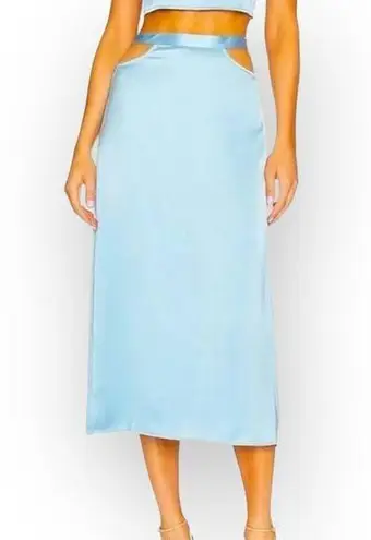 We Wore What Midi Skirt Women's Medium Light Blue Satin Tie Back A-Line NWOT