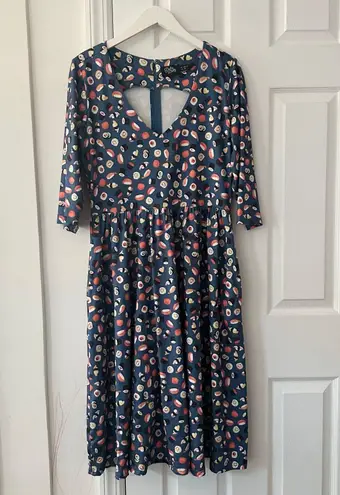 Dolly and Dotty Unique Vintage Billie Blue Sushi & Sashimi Flared Midi Dress 10