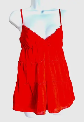 Necessary Objects VTG Necessary Objects Women S Orange Swiss Dot Tier Babydoll Cami Top Y2K Indie