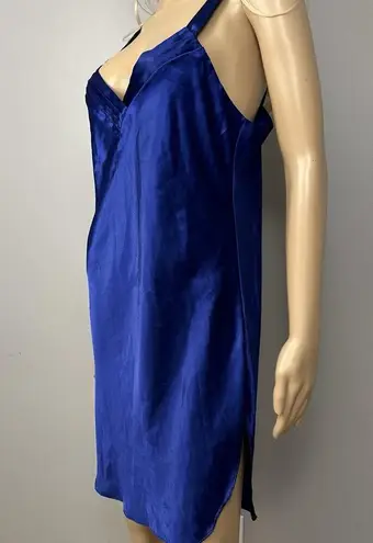 Vintage Barbizon Blue Satin Chemise Slip Dress Size Large Shiny Silky Nighty