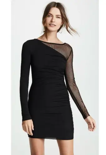 Bailey44 Better Half Jersey Mini Dress Mesh Sleeve Black Ruched Bodycon sz Small