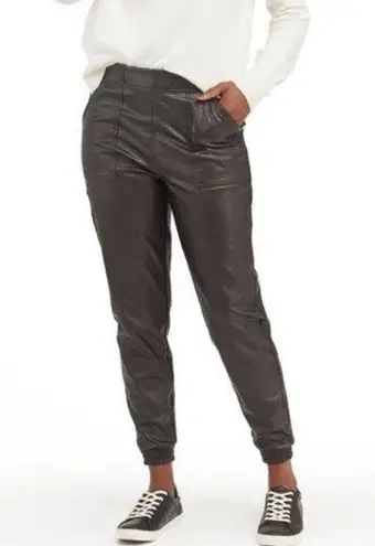 Spanx  Leather Like Jogger Noir Black‎ Faux Vegan Pull On Pants 20283R New small