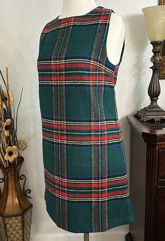 Aura  Tartan Plaid Holiday Wool Blend Sleeveless Dress Green/Red Size Small