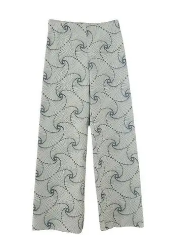 NWT Boutique Retro Silver Patterned Pants Sz S White