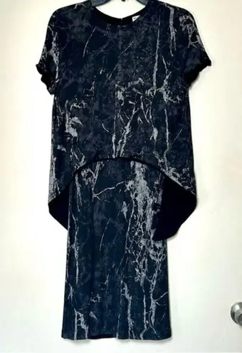 Balenciaga  Black/Gray Marble Cape Two Layer Dress France Size 36