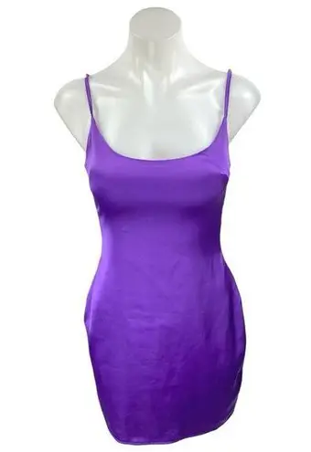 Missguided Purple Silk Satin Sleeveless Cami Camisole Tank Mini Slip Dress Sz 4