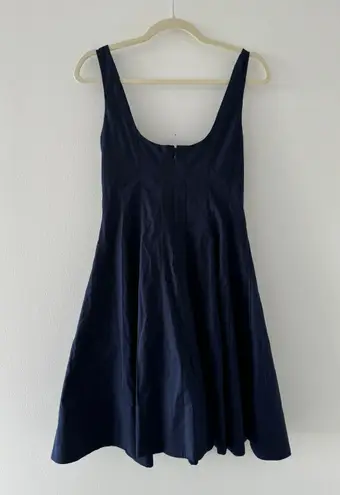 STAUD Navy Wells Cotton Mini Dress