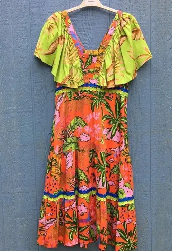 Alden Adair Women Size Medium Jungle Cruise Print Diana Dress Green