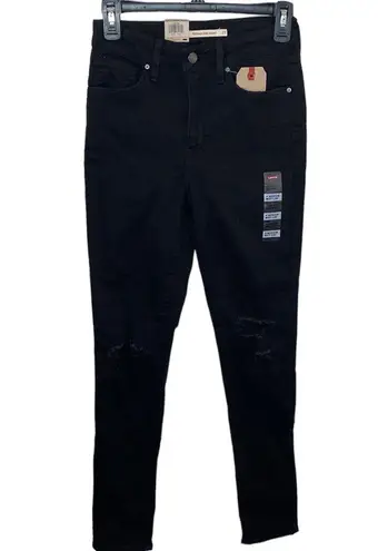 Levi's Levi’s 721 solid black distressed high rise skinny jeans size 27