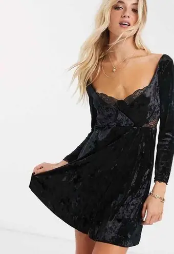 Free People  Kay Velvet mini dress in black