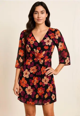 Broadway & Broome Floral Gathered Waist Dress V