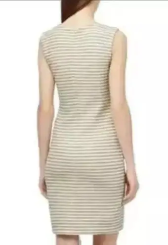 Reiss Kinette Textured Striped Gold Metallic Dress Size 6