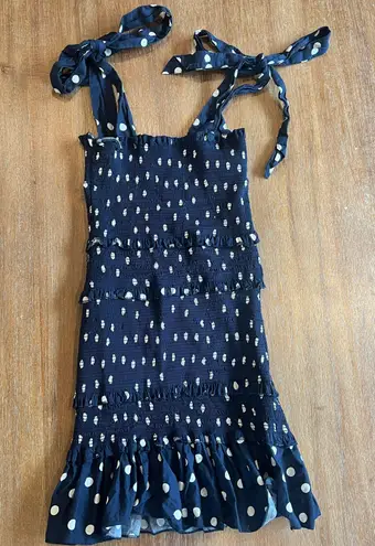 Smocked Polka Dot Mini Dress Multi Size XXS