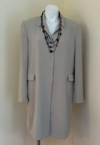 JOHN MEYER OF NORWICH Beige Long Coat & 2 Big Pockets Reverse Hiden Buttons.Sz L Size L