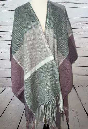 Woolrich NWT Shawl Sweater Lagenlook ONE SIZE Poncho Fringed Oversized Cardigan