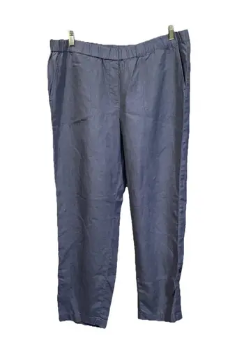 Pure J.Jill 100% Linen Pull On Pants Size Large Ankle Gray Lagenlook Beachy