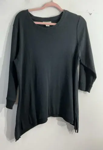 Womans Style & Co Pull Over Sweater XL Black 3/4 Sleeve Wing Bottom