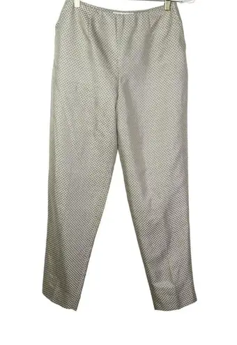 Jones New York Silk Cream Geometric Satin Trousers Silk Dress Pants Size 6 28" Black