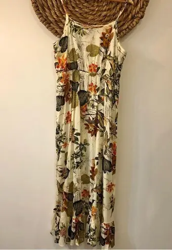 NWOT Miss Sparkling Botanical Print Maxi Dress Size XL Orange