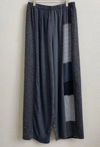 Donna Jessica Vintage Grey Black Wool Blend Grunge High Rise Patchwork Pants