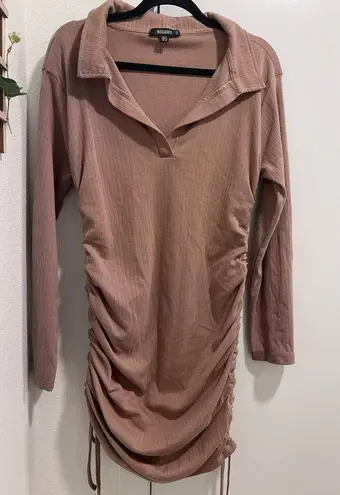 Missguided Cute brown sweater dress with strings on side