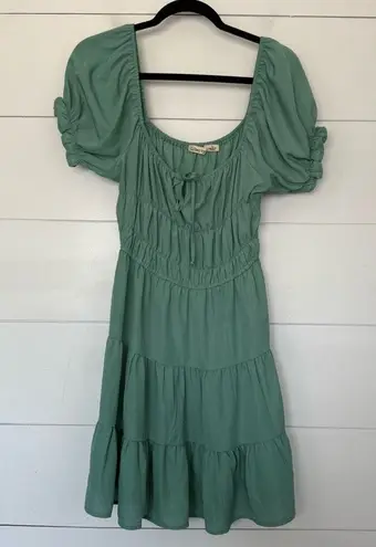 Liberty Love Women’s Large Green Milk Maid Tiered Mini Dress