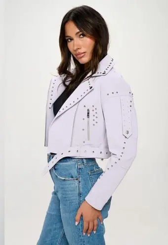 Studded Cowboy Faux Leather Jacket in Lavender Size XL