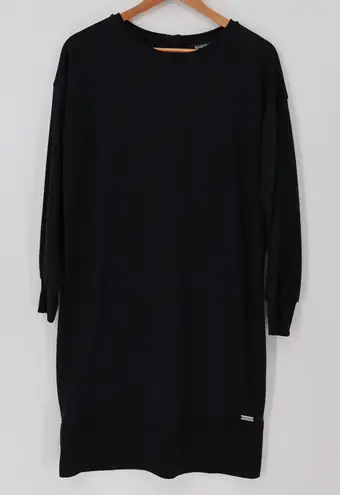 Ellen Tracy Black Knit Shift Dress Womens Minimalist Casual Sweatshirt Size M