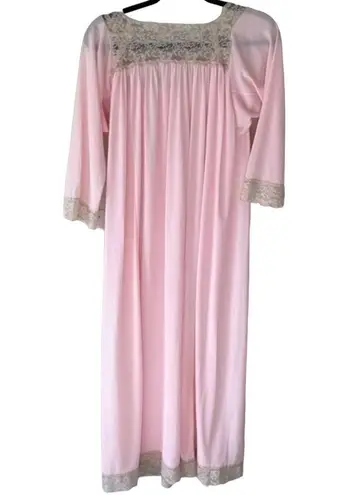 Vintage Pink Lace Lingerie Nightgown Medium Retro