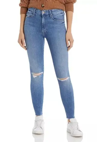 Mother High Waisted Looker Ankle Fray Thrilling Shots Distressed Cotton Size 29 Blue