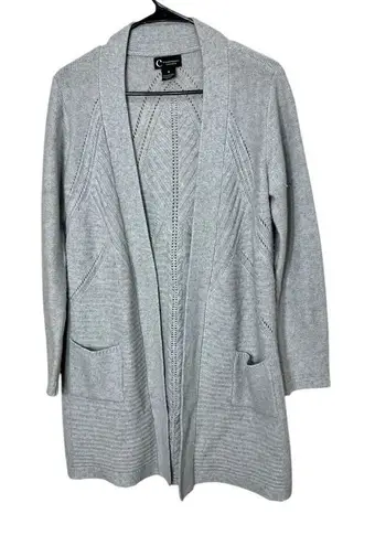 C By Bloomingdales Women's 100% Cashmere Open Cardigan Sweater Size M Gray Size M
