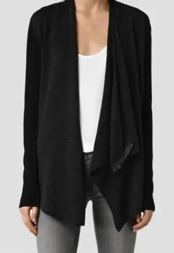 All Saints Drina Draped 100% Wool Asymmetrical Zip Cardigan - Size - 4