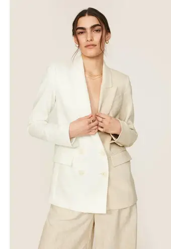 Veronica Beard Off-White Tan Two-Toned Braeton Dickey Jacket Blazer Size 8