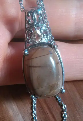 Cherry Creek Brazilian Citrine Platinum Bond Pendant Stainless Steel Necklace