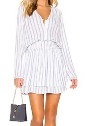 Rails Revolve Jamine Linen Blend Mini Long Sleeve Dress Figi Stripe Size S