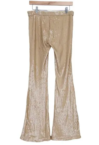 Retrofête Retrofete Julien Tan Sequin Flare Leg Pants Sz M