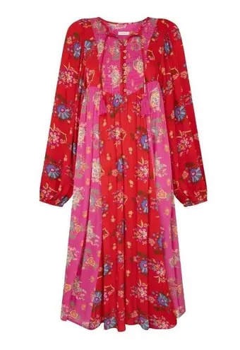 💕SPELL & THE GYPSY💕 Solstice Boho Midi Dress ~ Salsa Rose Large Red