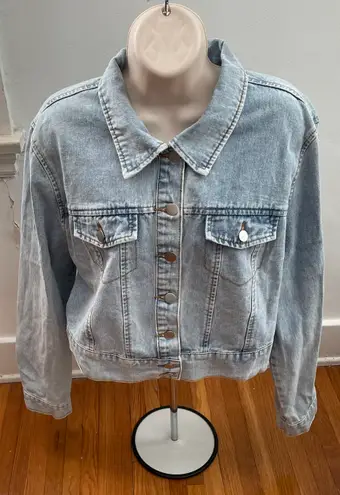 Allegra K Y2K Cropped Light Washed Jean Jacket, size L