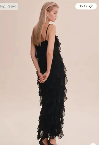 BHLDN Jia Bias-Cut Ruffled V-Neck Gown