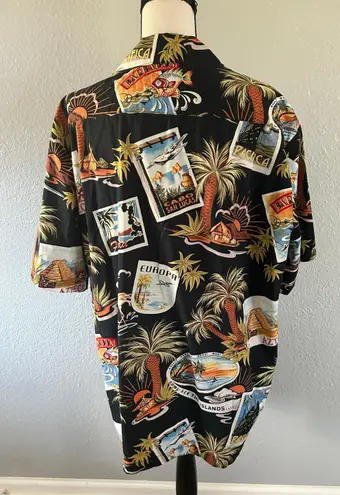 Koko Island Hawaiian Postcard Travel Vacation Button Up Shirt Size L
