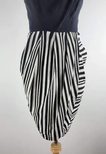 Shoshanna 100% Silk Strapless Sheath Dress Back Zip Striped Size 4